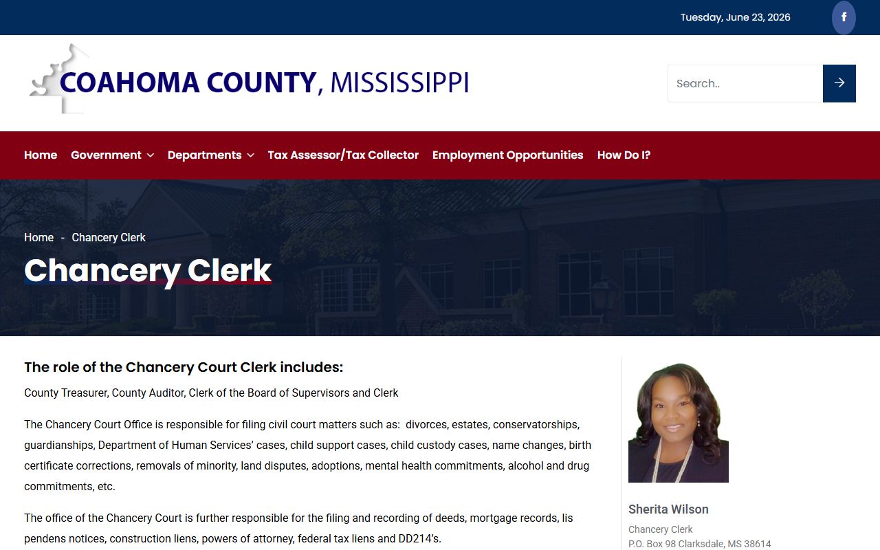 Coahoma County Chancery Clerk court records office