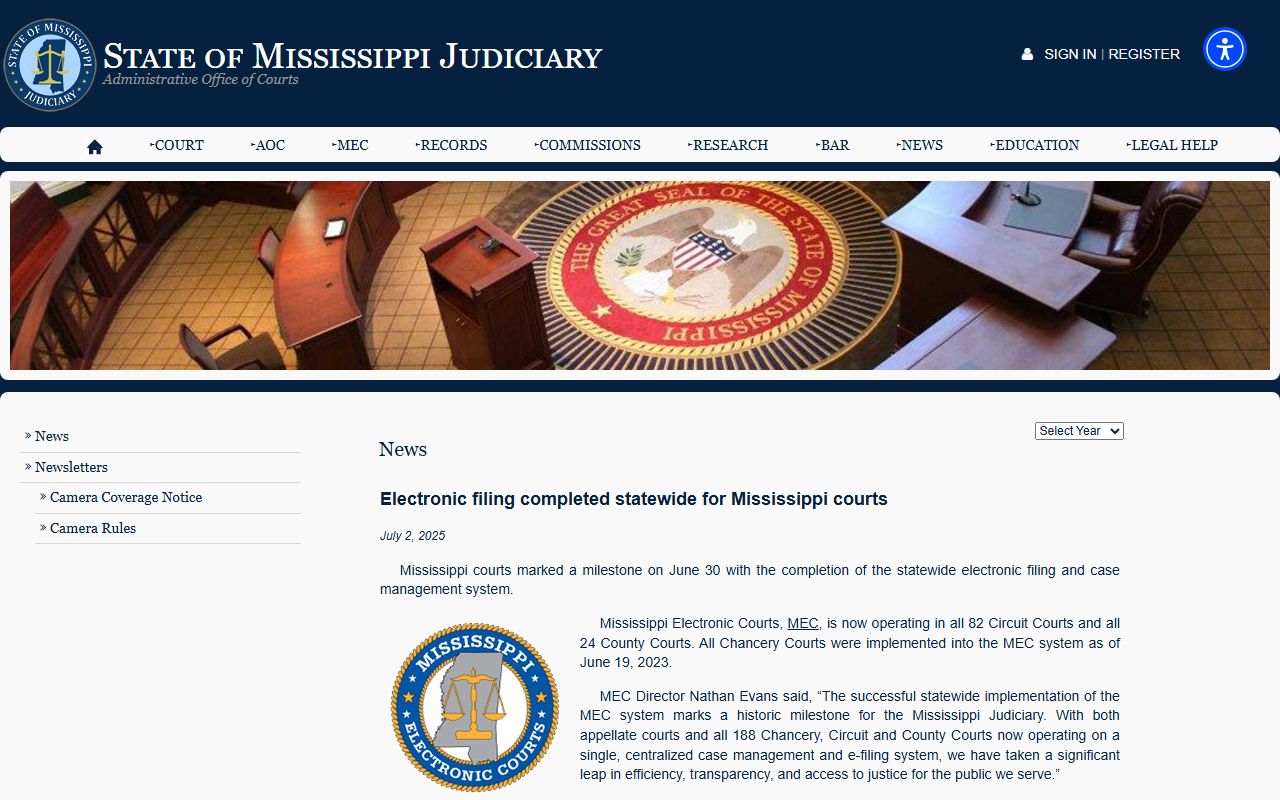 Coahoma County court records and the statewide electronic filing rollout for Mississippi courts