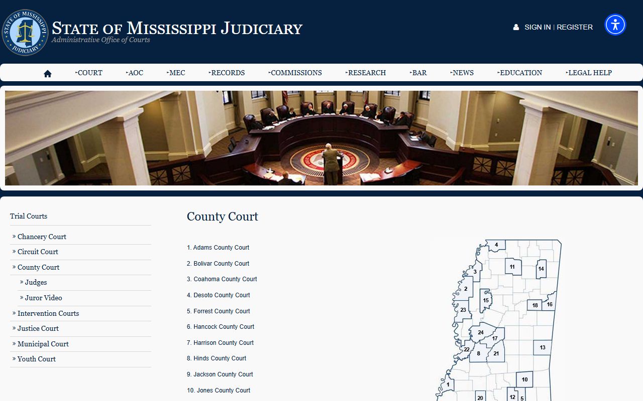 Coahoma County Court trial court records in Mississippi