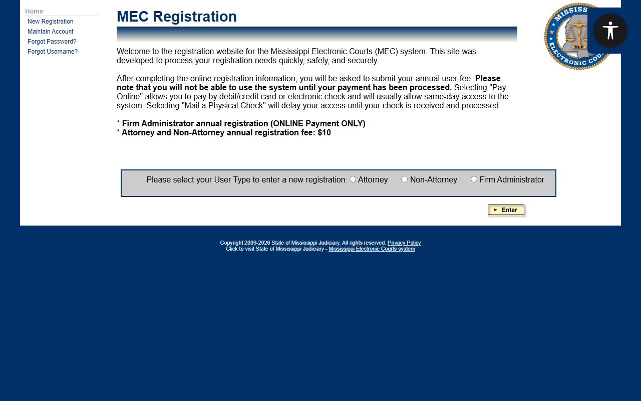 Coahoma County court records access through PAMEC public registration