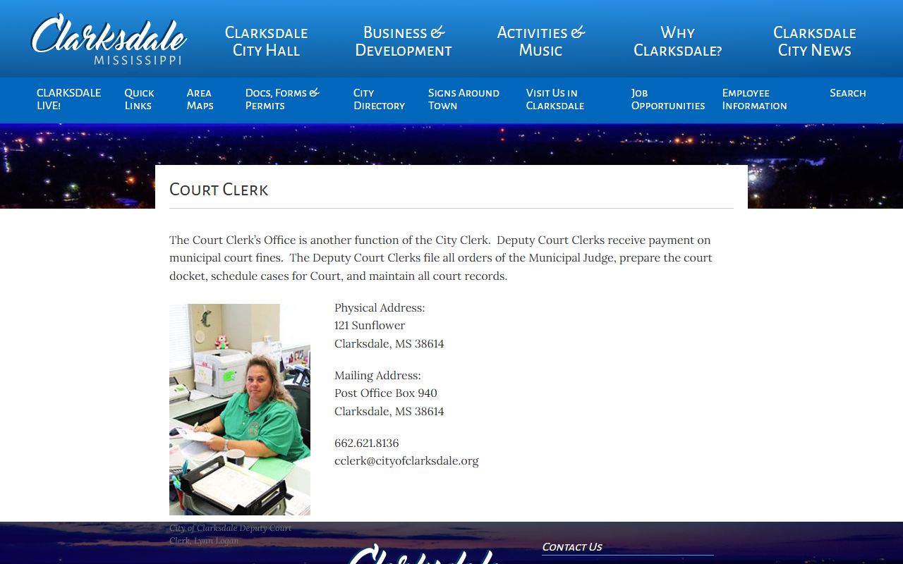 Coahoma County traffic court records at the Clarksdale municipal court clerk